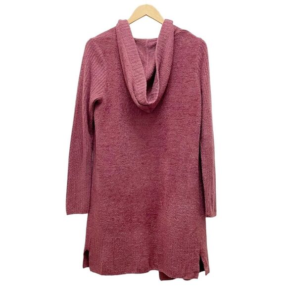 Barefoot Dreams CozyChic Lite Relaxed Hooded Long Cardigan Berry Rose Size Small - Picture 3 of 13